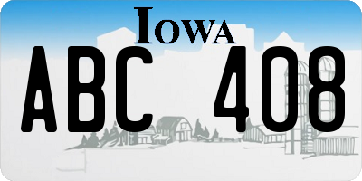 IA license plate ABC408