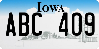 IA license plate ABC409