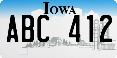 IA license plate ABC412