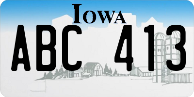 IA license plate ABC413