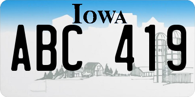IA license plate ABC419