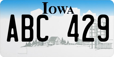 IA license plate ABC429