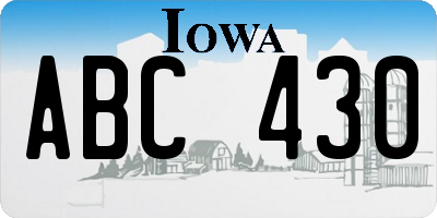 IA license plate ABC430