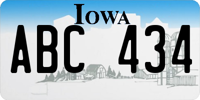 IA license plate ABC434