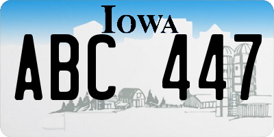 IA license plate ABC447