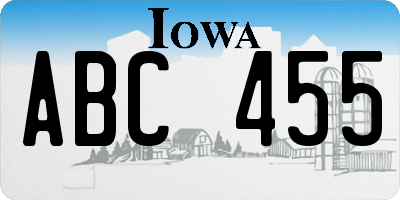 IA license plate ABC455