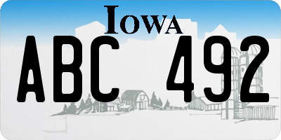 IA license plate ABC492