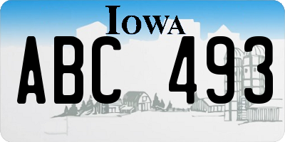IA license plate ABC493