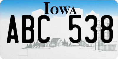 IA license plate ABC538