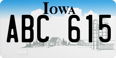 IA license plate ABC615