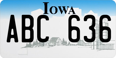 IA license plate ABC636