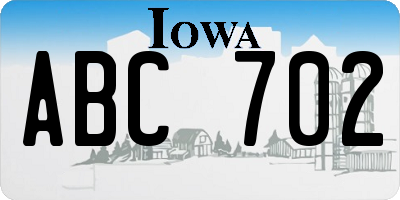 IA license plate ABC702