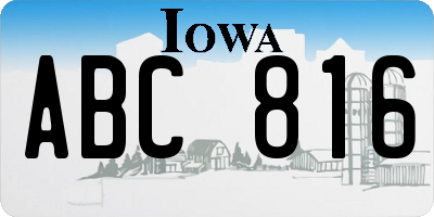 IA license plate ABC816