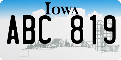 IA license plate ABC819