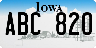 IA license plate ABC820