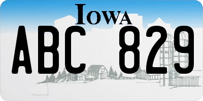 IA license plate ABC829