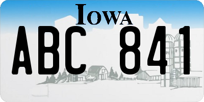 IA license plate ABC841