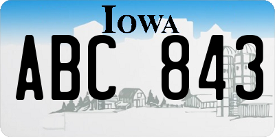 IA license plate ABC843
