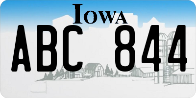 IA license plate ABC844