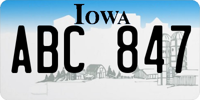 IA license plate ABC847