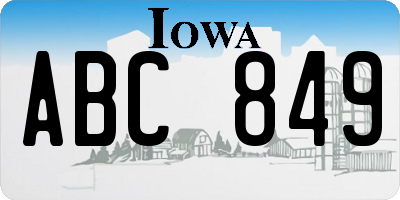 IA license plate ABC849
