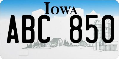 IA license plate ABC850