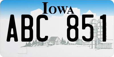 IA license plate ABC851
