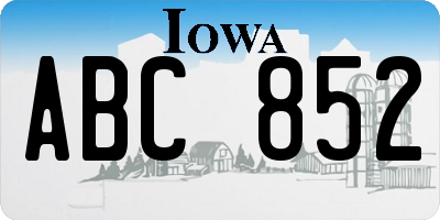 IA license plate ABC852