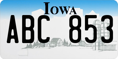 IA license plate ABC853