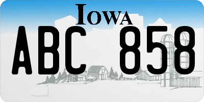 IA license plate ABC858