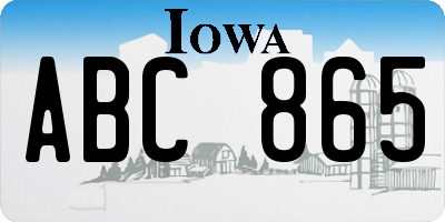 IA license plate ABC865