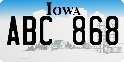 IA license plate ABC868