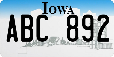 IA license plate ABC892