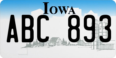 IA license plate ABC893