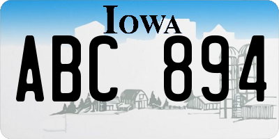 IA license plate ABC894