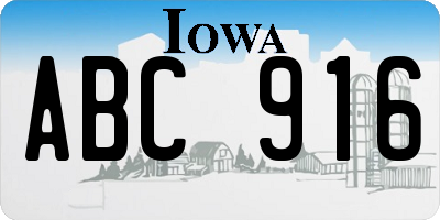 IA license plate ABC916