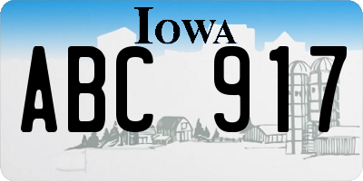 IA license plate ABC917