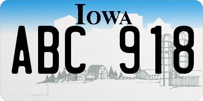 IA license plate ABC918