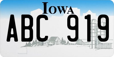 IA license plate ABC919