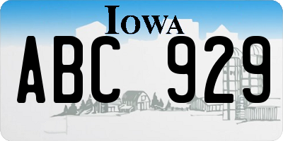 IA license plate ABC929
