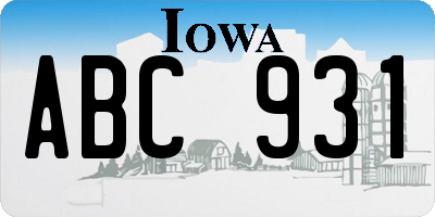 IA license plate ABC931