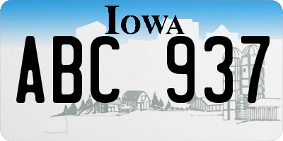 IA license plate ABC937