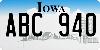 IA license plate ABC940