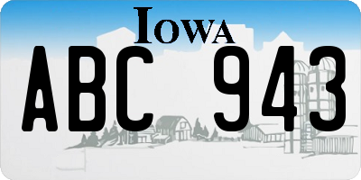 IA license plate ABC943