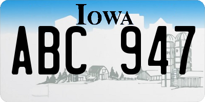 IA license plate ABC947