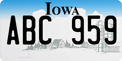IA license plate ABC959