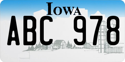 IA license plate ABC978