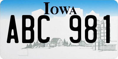 IA license plate ABC981