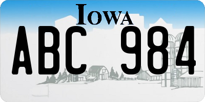 IA license plate ABC984