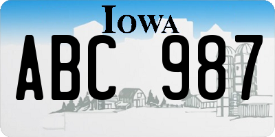 IA license plate ABC987